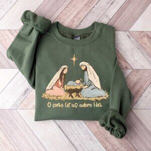 Nativity Scene Sweatshirt Christian Christmas Sweatshirt 17